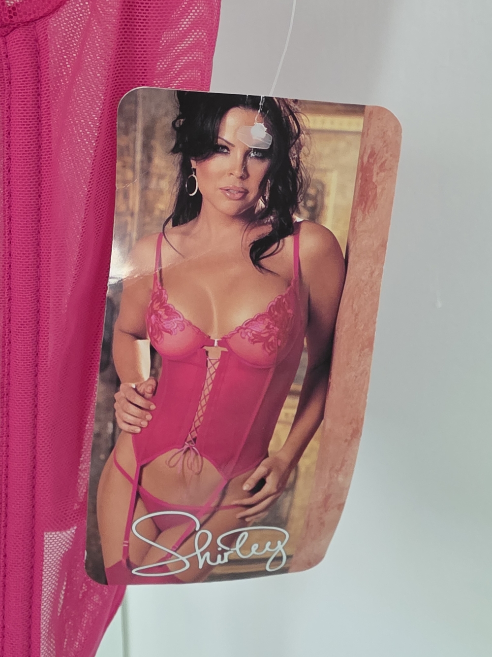 Shirley of Hollywood Hot Pink Lace Bustier Chemise